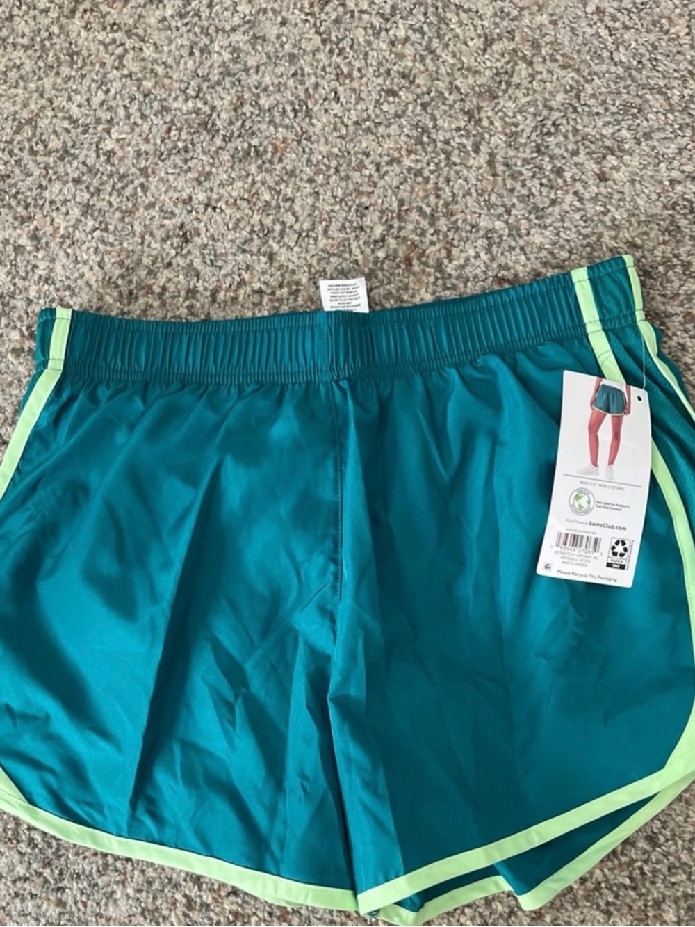 Women’s Teal Athletic Shorts with Lime Trim